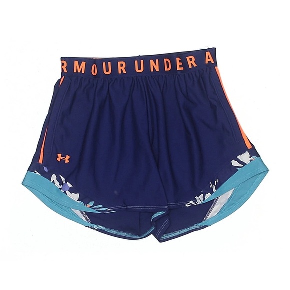 Under Armour Pants - Under Armour Women's Medium Play Up 3.0 Shorts Blue Orange Heatgear EUC
